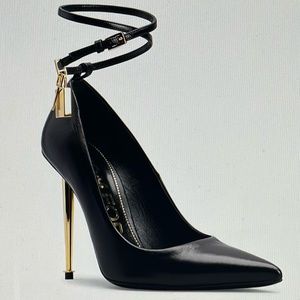 TOM FORD Lock Leather Stiletto Pumps Color: Black Size: 11.5B/41.5